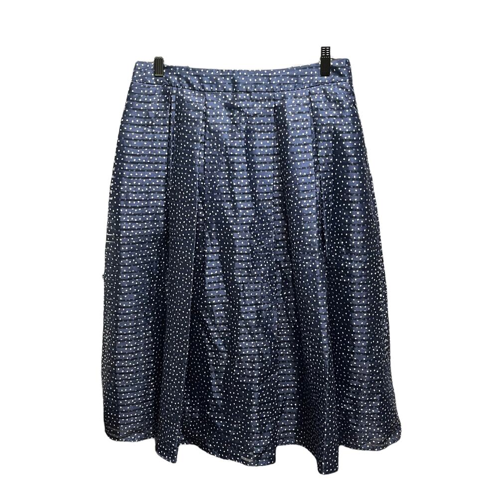 Karl Lagerfeld Women's Blue White Polka Dot A Line Midi Skirt SIZE 6